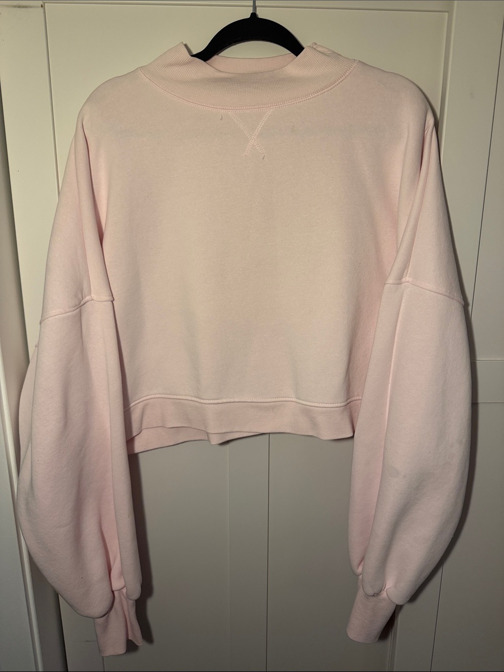 Cropped Light Pink Crewneck Sweater - Women's Relaxed Fit